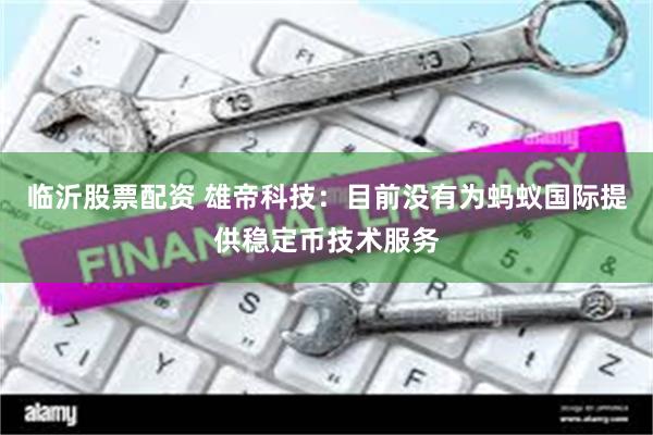 临沂股票配资 雄帝科技：目前没有为蚂蚁国际提供稳定币技术服务
