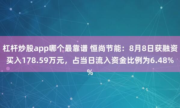 杠杆炒股app哪个最靠谱 恒尚节能：8月8日获融资买入178.59万元，占当日流入资金比例为6.48%